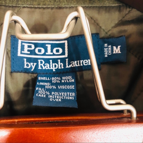 Polo Ralph Lauren Med Green Wool Zip Up Peacoat - Picture 4 of 5